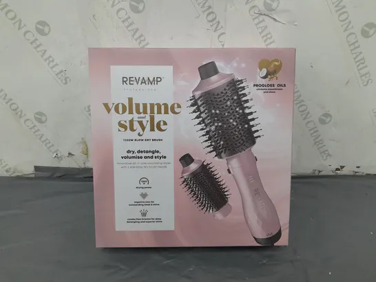 BOXED REVAMP PROFESSIONAL VOLUME AND STYLE 1200W BLOW DRY BRUSH INNOVATIVE ALL IN ONE VOLUMISONG STYLER