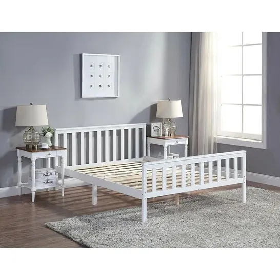 BOXED CONWAY BED FRAME - WHITE // SIZE: 4FT SMALL DOUBLE (1 BOX)