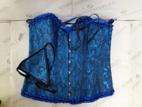 YUMMY BEE CORSET SET IN BRIGHT BLUE SIZE XL