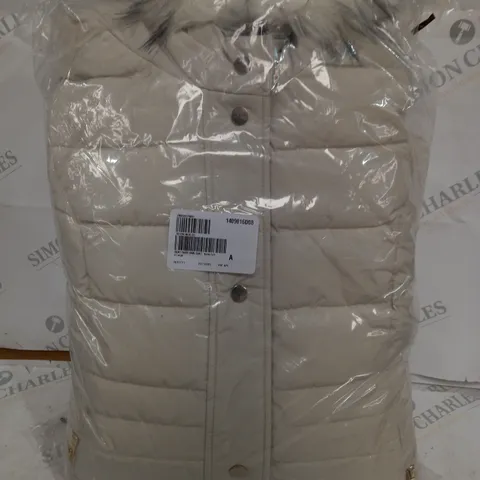 CENTIGRADE FAUX DOWN PADDED BONE COAT IN BONE WHITE - SIZE LARGE