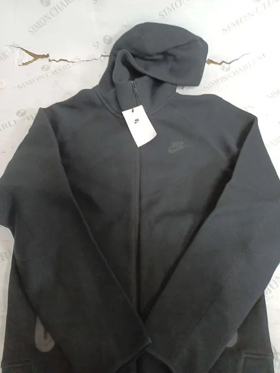 NIKE BLACK TECH FLEECE JACKET WITH HOOD - SMALL