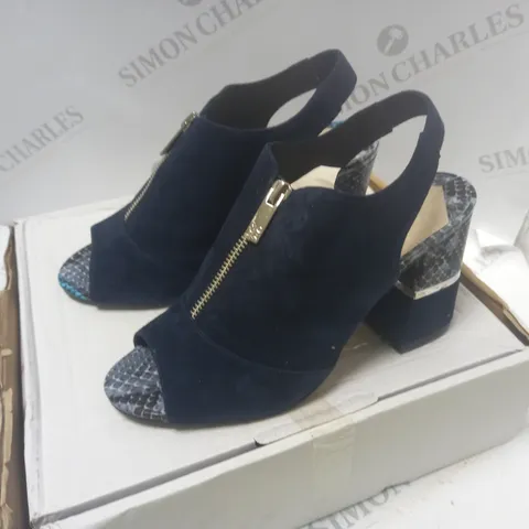 BOXED NAVY SUED MODA HEELS - SIZE 5