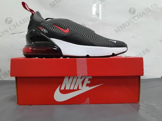 BOXED PAIR OF NIKE AIR MAX 270 SHOES IN GREY/RED UK SIZE 1