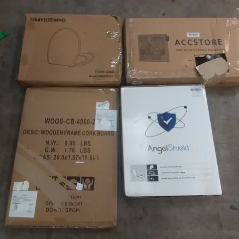 PALLET OF ASSORTED ITEMS INCLUDING ANGELSHIELD TOILET SEAT, WOODEN FRAME CORK BOARD, STOREMIC TOILET SEAT, ACCSTORE NON-WOVEN FABRIC WARDROBE, HOMIDEC DRYING RACK, DONYER POWER ELECTRIC CONVECTOR HEAT