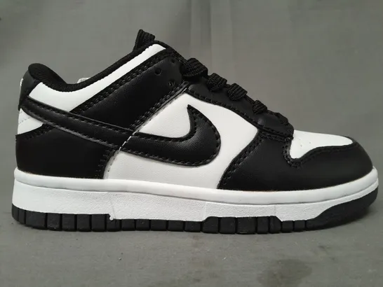 BOXED PAIR OF NIKE DUNK LOW SHOES IN BLACK/WHITE UK SIZE 1