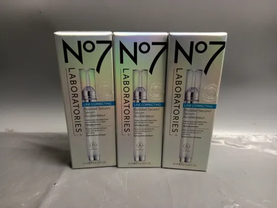 3 BOXED NO.7 LABORATORIES LINE CORRECTING BOOSTER SERUM 15ML 