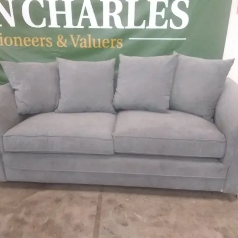 DESIGNER 3 SEATER SOFA GREY PLUSH FABRIC