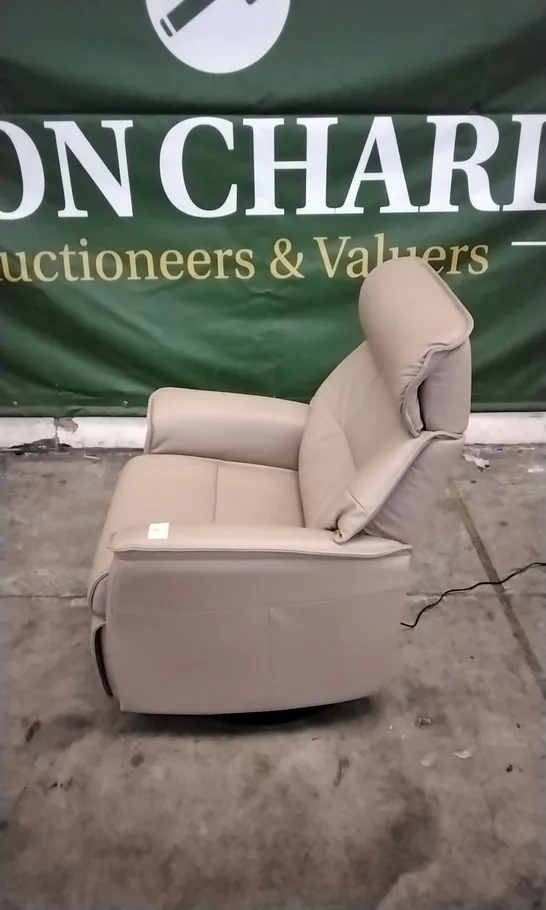 QUALITY BRITISH DESIGNED & MANUFACTURED G PLAN MALMO LARGE POWER RECLINER CHAIR CAMBRIDGE TAUPE LEATHER