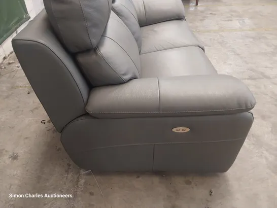 QUALITY ITALIAN DESIGNER POWER RECLINING TWO SEATER SOFA GREY ANTHRACITE LEATHER 