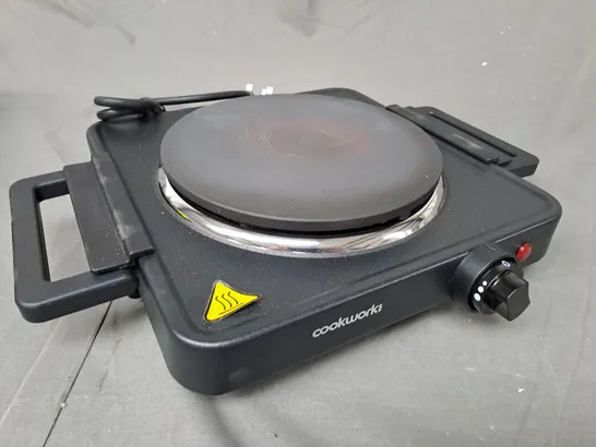 BOXED COOKWORKS BLACK SINGLE HOB TABLE TOP HOTPLATE 