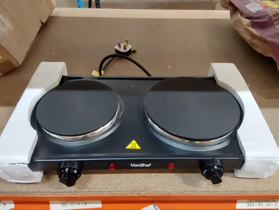 BOXED VONSHEF 2500W ELECTRIC DOUBLE HOT PLATE (1 BOX)