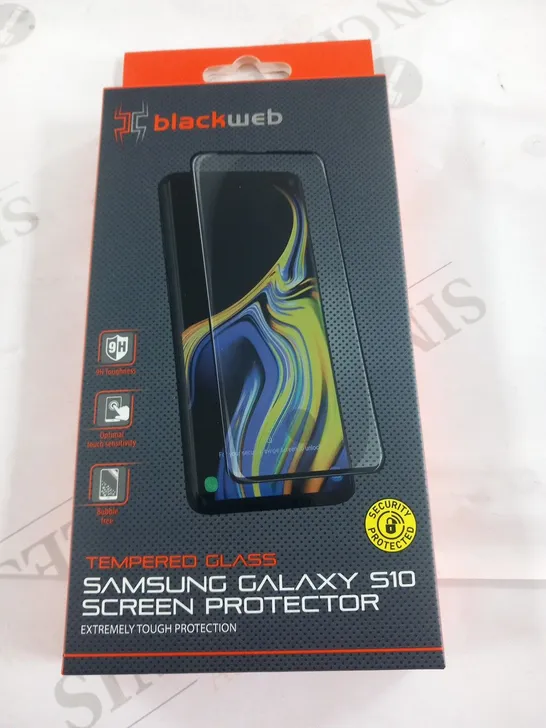 APPROXIMATELY 800 BLACK WEB TEMPERED GLASS SAMSUNG GALAXY S10 SCREEN PROTECTORS