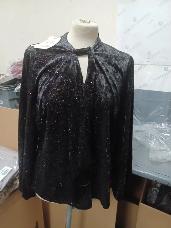 MONSOON TAMMY BLACK TIE FRONT WITH TASSLE AND GLITTER DETAIL SIZE 16