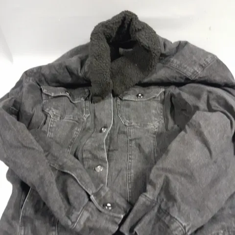 DENIM & CO. DENIM JACKET WITH SHERPA LINING - L