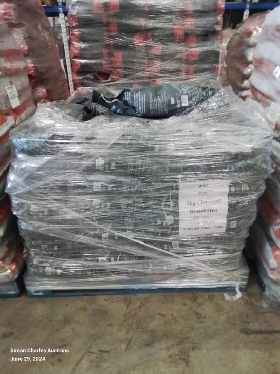 A PALLET TO CONTAIN APPROXIMATELY  100 X 5KG BAGS OF BARBECUE CHARCOAL BRIQUETTES 