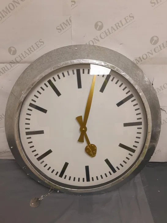 LARGE OUTDOOR GALVANISED STEEL CLOCK - WHITE FACE