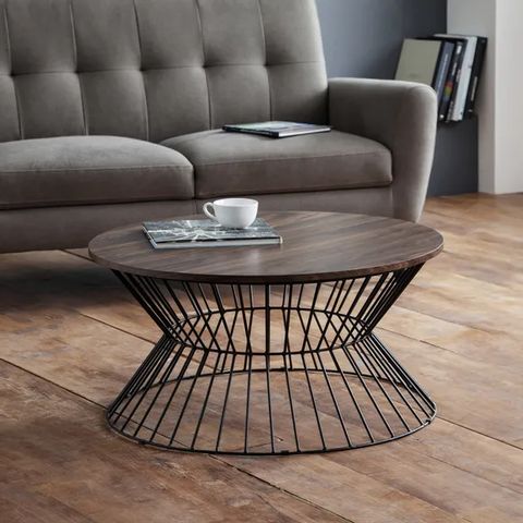 BOXED JERSEY ROUND WIRE COFFEE TABLE 