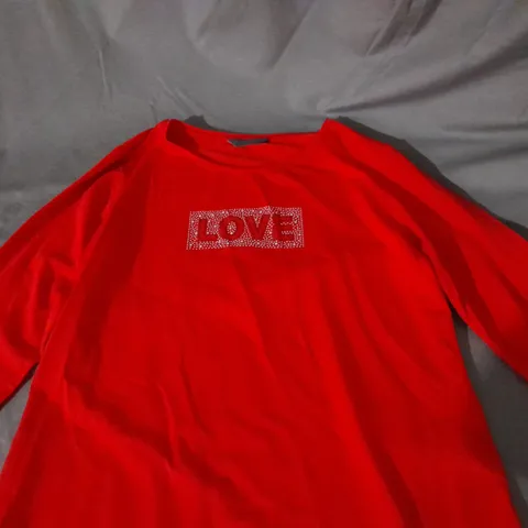 RUTH LANGSFORD LOVE TOP IN RED SIZE M