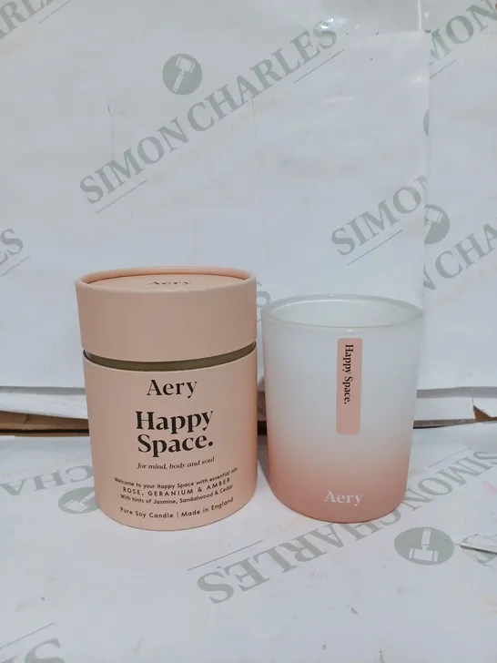 AERY HAPPY SPACE ROSE, GERANIUM & AMBER SMELLING SCENTED CANDLE - 200G