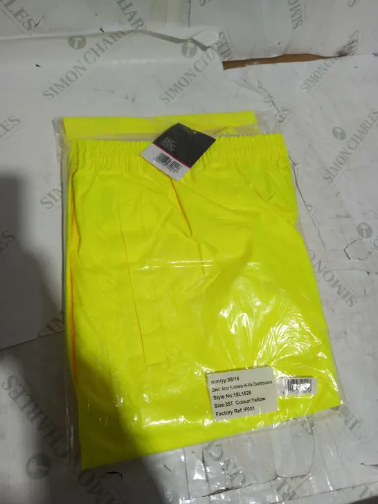 LOT OF 3 BRAND NEW WOMEN'S YELLOW HI-VIS OVERTROUSERS - SIZE 26T