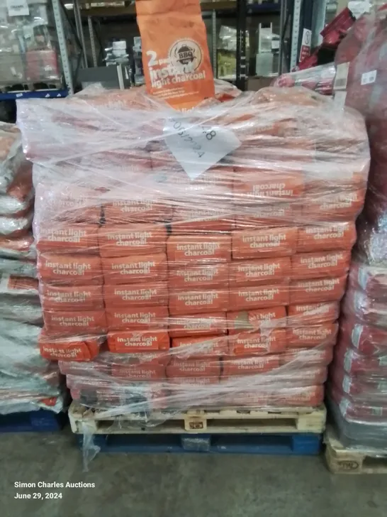 A PALLET TO CONTAIN APPROXIMATELY 110 X 2PACK BAGS OF INSTANT LIGHT CHARCOAL 