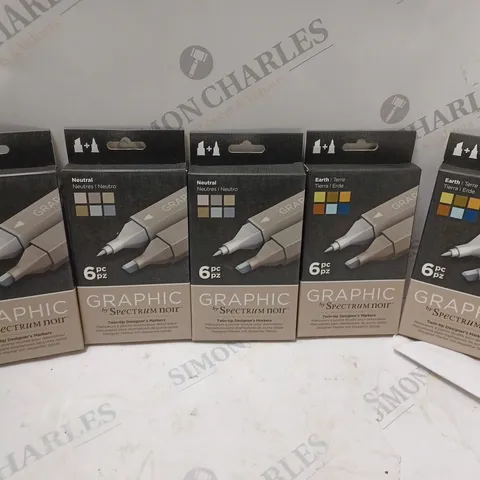 APPROXIMATELY 5 GRAPHIC BY SPECTRUM NOIR TWIN-TIP DESIGNERS MARKERS (6 PC PACK - 3 NEUTRAL, 2 EARTH)