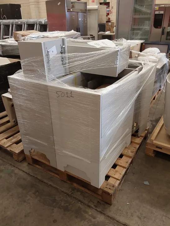 PALLET OF ASSORTED BATHROOM VANITY UNITS AND BATHROOM FURNITURE 