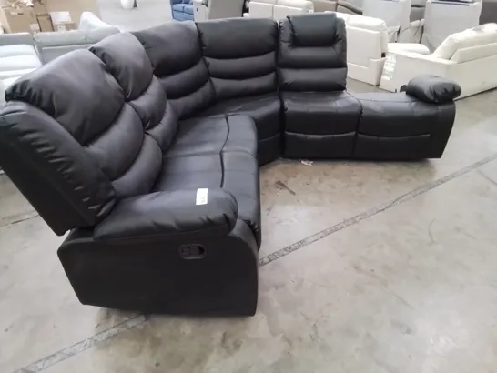 DESIGNER MANUAL RECLINING CORNER GROUP BLACK LEATHER 