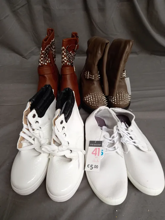 BOX OF APPROX 10 PAIRS OF ASSORTED WOMENS SHOES IN VARIOUS COLOURS, STYLES AND SIZES