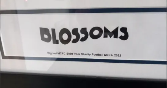 FRAMED AND MOUNTED MANCHESTER CITY SHIRT SIGNED BY STOCKPORT BASED BAND BLOSSOMS- ALL PROCEEDS WILL GO DIRECTLY TO CHARITY 