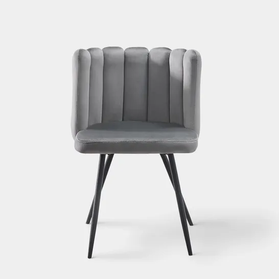 BOXED MARKLAND GREY VELVET DINING CHAIR