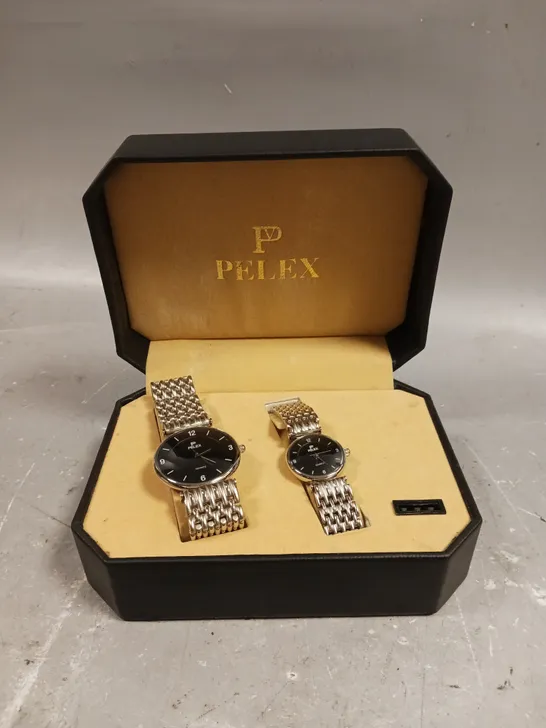 PELEX BLACK DIAL WATCH SET 