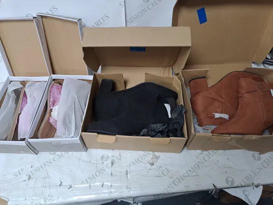 APPROXIMATELY 10 PAIRS  OF ASSORTED SHOES TO INCLUDE BOXED AND UNBOXED HEELS AND BOOTS