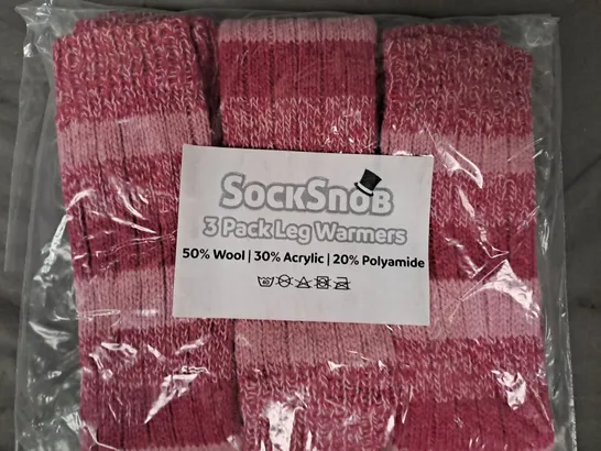 BOX OF APPROXIMATELY 10 ASSORTED SOCK SNOB 3-PACK LEG WARMERS IN PINK - COLLECTION ONLY