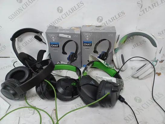 APPROXIMATELY 11 HEADSETS FROM BRANDS SUCH AS TURTLE BEACH, SONY, ASTRO GAMING, ETC