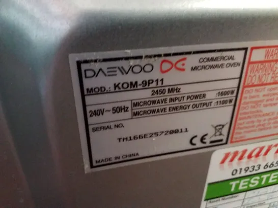 DAEWOO KOM-9P11 COMMERCIAL MICROWAVE OVEN