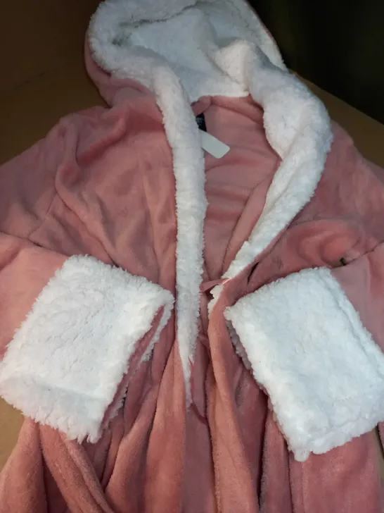 CITYCOMFORT DUSTY PINK/WHITE DETAILED SOFT DRESSING GOWN - LARGE