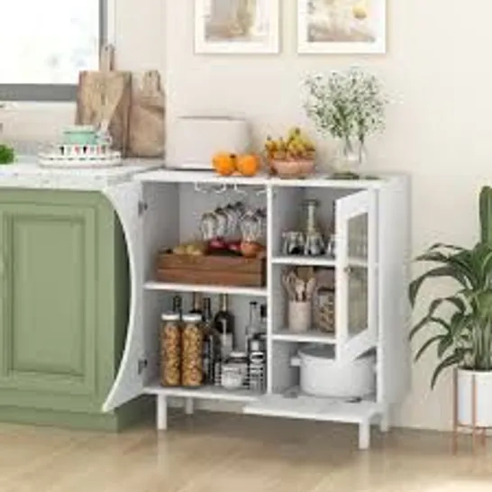 BOXED COSTWAY KITCHEN SIDEBOARD WITH GLASSES HOLDER - WHITE