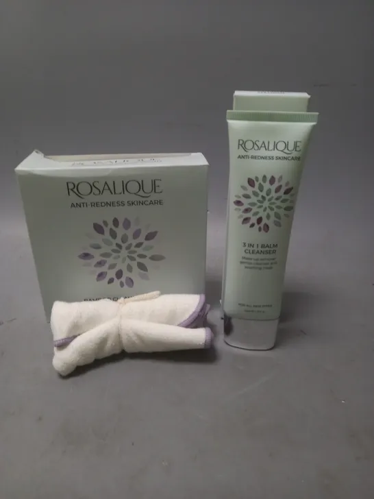 ROSALIQUE PACK OF 3 BAMBOO FACE CLOTHS AND ANTI-REDNESS 3-IN1 BALM CLEANSER 100ML