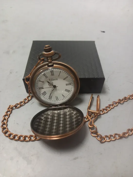 EDISON COPPER LOOK POCKET WATCH