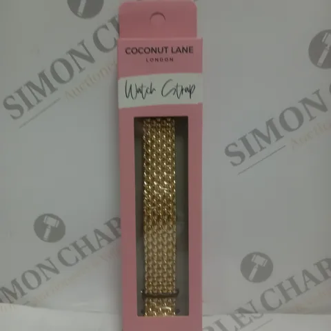 BOXED COCONUT LANE STAINLESS STEEL GOLD EFFECT WATCH STRAP 