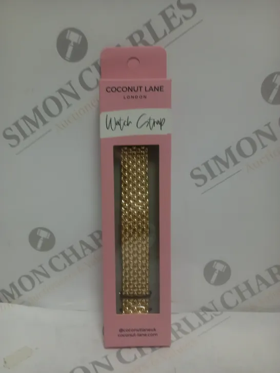 BOXED COCONUT LANE STAINLESS STEEL GOLD EFFECT WATCH STRAP 