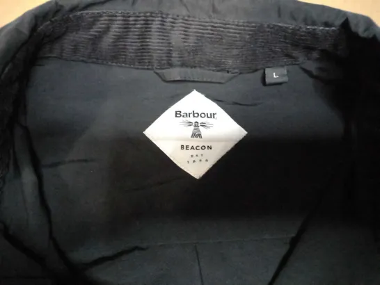 BARBOUR BLACK/WETLOOK BUTTON THROUGH SHACKET - LARGE