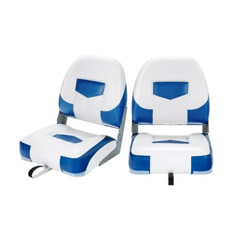 BOXED COSTWAY 2 PIECES FOLDING LOW-BACK BOAT CHAIR SET WITH LONG FIXATION STRAP - BLUE