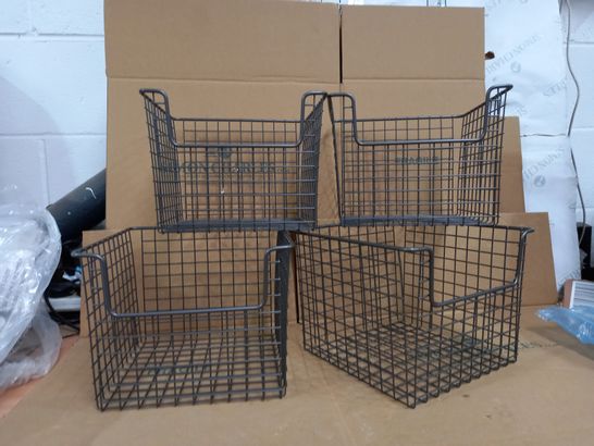 SET OF 4 ALL-PURPOSE WIRE BASKETS - DARK GREY - 26X26X19