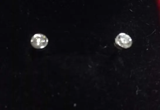 18CT WHITE GOLD STUD EARRINGS RUB-OVER SET WITH NATURAL DIAMONDS