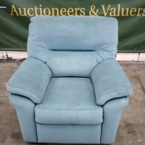 QUALITY BRITISH DESIGNED & MANUFACTURED G PLAN SEATTLE ARMCHAIR PLUSH AIRFORCE VELVET