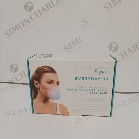 BOX OF 20 BREATHE HAPPY EVERYDAY 95% FILTRATION REUSABLE MASK