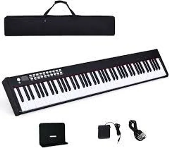 BOXED COSTWAY 88-KEY DIGITAL PIANO KEYBOARD, FULL-SIZE ELECTRONIC PIANOS WITH BLUETOOTH, MIDI, SUSTAIN PEDAL AND CARRYING BAG