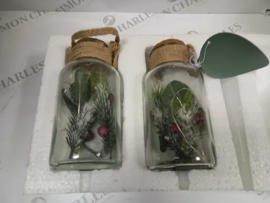 SARAH DAVIES SET OF 2 PRE LIT FOLIAGE GLASS JARS